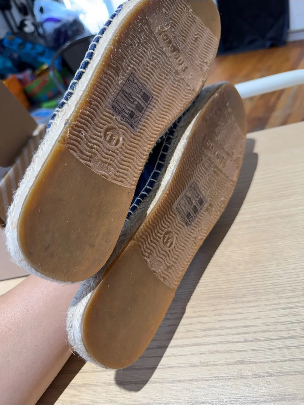 Soludos Navy Espadrille Slip-On Mules with White Floral Embroidery